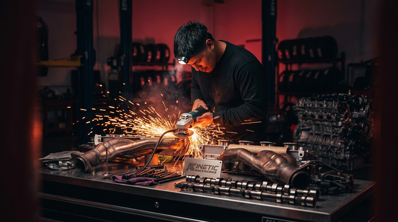 Mechanic grinding metal with sparks